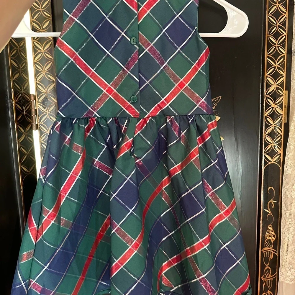 Plaid Kids Holiday Dress - Green, Red, Blue. Tartan